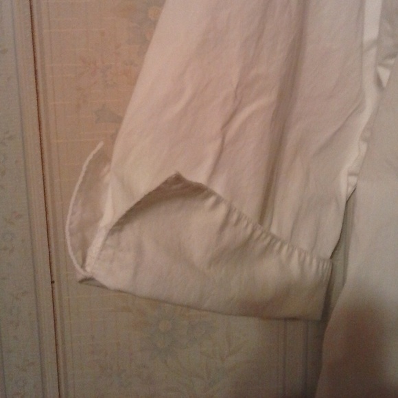 *WHITE HIDDEN ZIPPER UP 3/4 SLEEVE COLLAR SHIRT - Picture 5 of 6